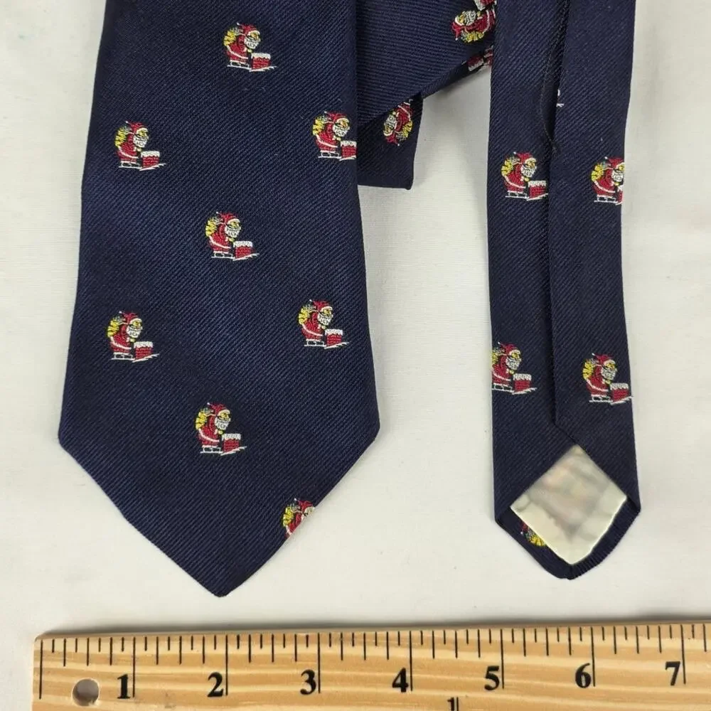 BROOKS BROTHERS MAKERS MEN'S BLUE ALL SILK SANTA SLEIGH HOLIDAY TIE 4
